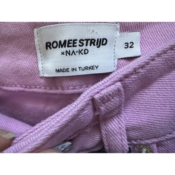 NWT ROMEE STRIJD X NA-KD High Waisted Wide Leg Denim In Light Pink Size 2 (32) - Picture 7 of 10